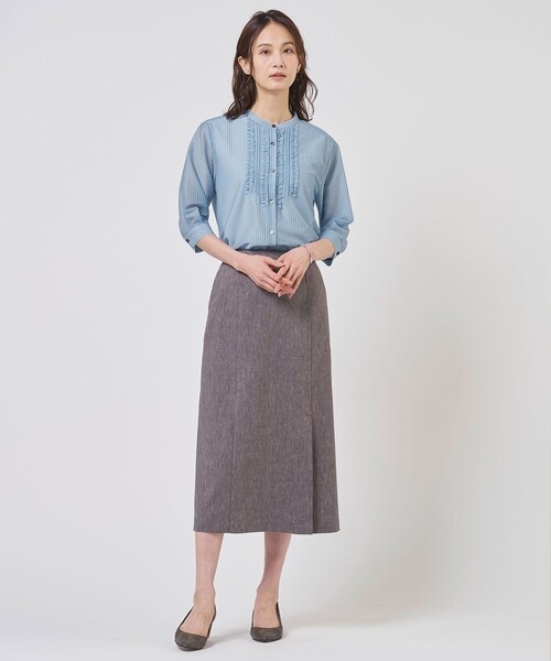 J.PRESS(ジェイプレス)の「【一枚で着映え】シアーピンストライプ カットソー(Tシャツ/カットソー・レディース・ホワイト系1/ピンク系1/サックスブルー系1・T13)」の16枚目の写真
