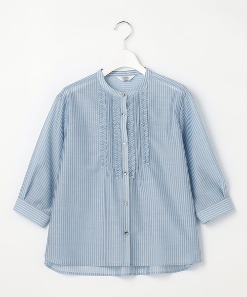 J.PRESS(ジェイプレス)の「【一枚で着映え】シアーピンストライプ カットソー(Tシャツ/カットソー・レディース・ホワイト系1/ピンク系1/サックスブルー系1・T13)」の4枚目の写真