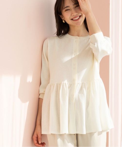 SHOO・LA・RUE(シューラルー)の「七分袖ペプラムニットカーディガン(カーディガン/ボレロ・レディース・ブラック/ブルー系その他/オレンジ/ピンク系/ダークブラウン/ホワイト・00)」の2枚目の写真