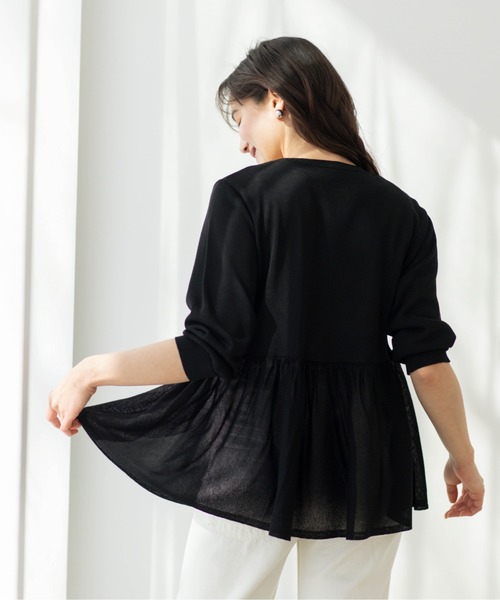 SHOO・LA・RUE(シューラルー)の「七分袖ペプラムニットカーディガン(カーディガン/ボレロ・レディース・ブラック/ブルー系その他/オレンジ/ピンク系/ダークブラウン/ホワイト・00)」の7枚目の写真