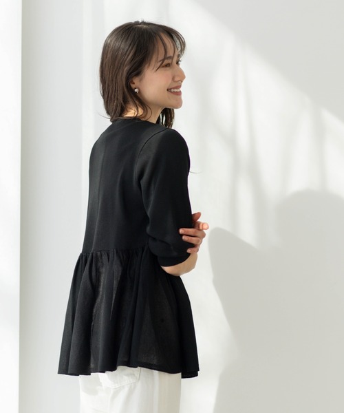 SHOO・LA・RUE(シューラルー)の「七分袖ペプラムニットカーディガン(カーディガン/ボレロ・レディース・ブラック/ブルー系その他/オレンジ/ピンク系/ダークブラウン/ホワイト・00)」の8枚目の写真