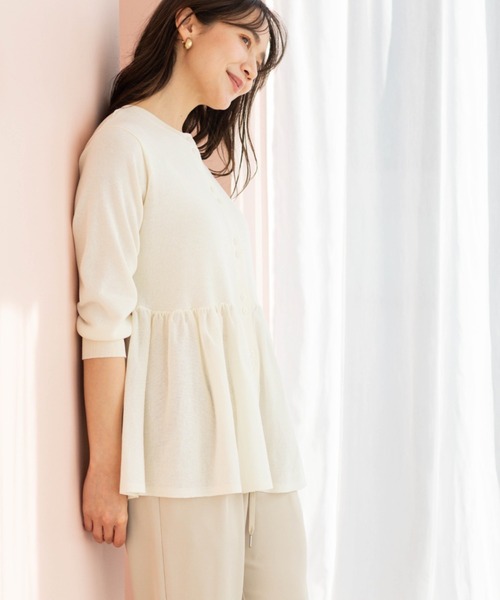 SHOO・LA・RUE(シューラルー)の「七分袖ペプラムニットカーディガン(カーディガン/ボレロ・レディース・ブラック/ブルー系その他/オレンジ/ピンク系/ダークブラウン/ホワイト・00)」の12枚目の写真