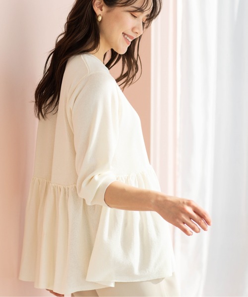 SHOO・LA・RUE(シューラルー)の「七分袖ペプラムニットカーディガン(カーディガン/ボレロ・レディース・ブラック/ブルー系その他/オレンジ/ピンク系/ダークブラウン/ホワイト・00)」の13枚目の写真