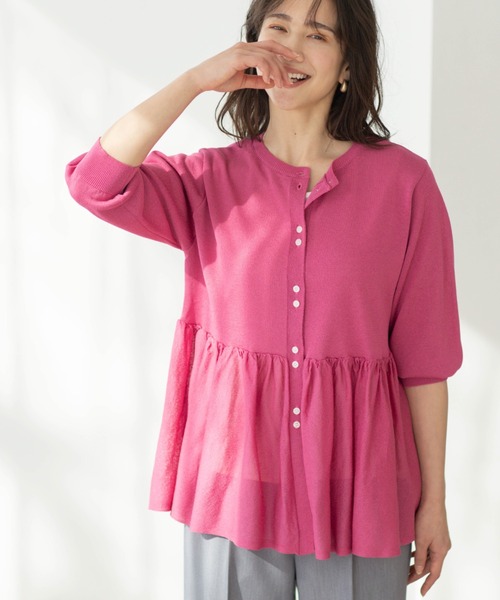 SHOO・LA・RUE(シューラルー)の「七分袖ペプラムニットカーディガン(カーディガン/ボレロ・レディース・ブラック/ブルー系その他/オレンジ/ピンク系/ダークブラウン/ホワイト・00)」の16枚目の写真