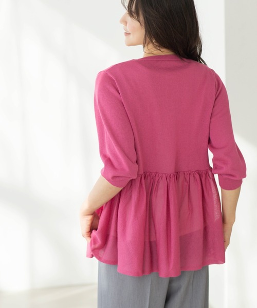 SHOO・LA・RUE(シューラルー)の「七分袖ペプラムニットカーディガン(カーディガン/ボレロ・レディース・ブラック/ブルー系その他/オレンジ/ピンク系/ダークブラウン/ホワイト・00)」の19枚目の写真