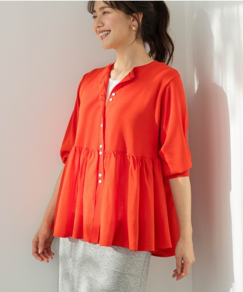 SHOO・LA・RUE(シューラルー)の「七分袖ペプラムニットカーディガン(カーディガン/ボレロ・レディース・ブラック/ブルー系その他/オレンジ/ピンク系/ダークブラウン/ホワイト・00)」の21枚目の写真