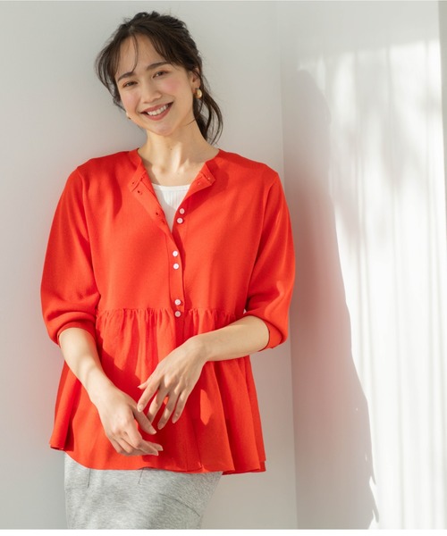 SHOO・LA・RUE(シューラルー)の「七分袖ペプラムニットカーディガン(カーディガン/ボレロ・レディース・ブラック/ブルー系その他/オレンジ/ピンク系/ダークブラウン/ホワイト・00)」の22枚目の写真