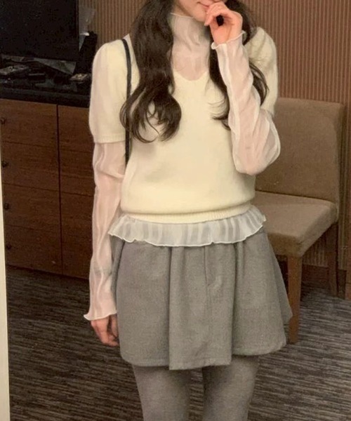 leune(ルネ)の「ストライプシアーハイネックトップス(Tシャツ/カットソー・レディース・オフホワイト・FREE)」の14枚目の写真