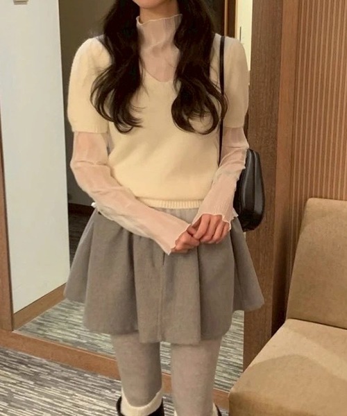 leune(ルネ)の「ストライプシアーハイネックトップス(Tシャツ/カットソー・レディース・オフホワイト・FREE)」の8枚目の写真