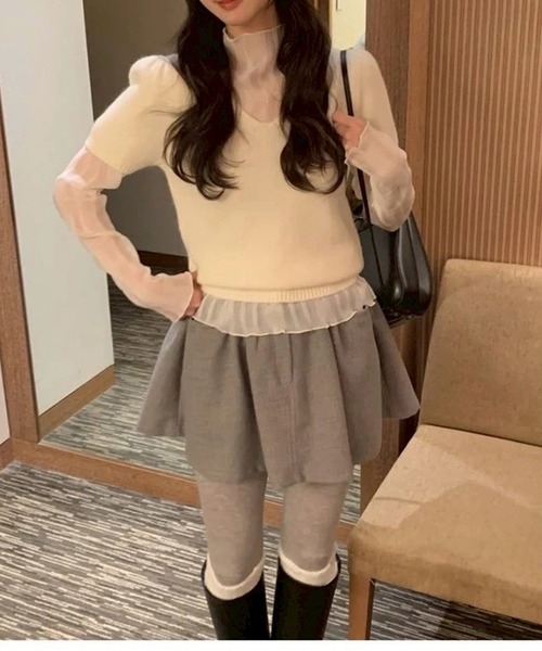 leune(ルネ)の「ストライプシアーハイネックトップス(Tシャツ/カットソー・レディース・オフホワイト・FREE)」の9枚目の写真