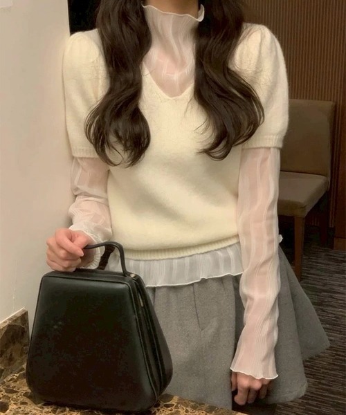 leune(ルネ)の「ストライプシアーハイネックトップス(Tシャツ/カットソー・レディース・オフホワイト・FREE)」の10枚目の写真