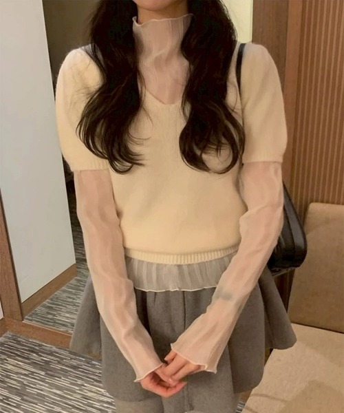 leune(ルネ)の「ストライプシアーハイネックトップス(Tシャツ/カットソー・レディース・オフホワイト・FREE)」の6枚目の写真