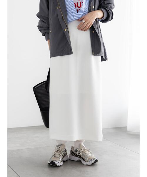 Te chichi（テチチ）の「ダンボールナロースカート（セットアップ可）（スカート・レディース・オフホワイト/シルバーグレー/ブラック・F）」の2枚目の写真