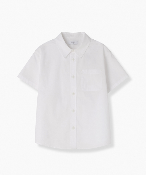 MUSINSA STANDARD KIDS（ムシンサスタンダードキッズ）の「リラックスドソフトポプリン半袖シャツ[ホワイト]（シャツ/ブラウス・レディース・その他・110/120/130/140/150/100）」の2枚目の写真