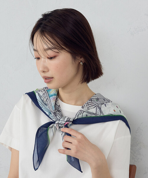 COMME CA ISM（コムサイズム）の「スクランブル風景プリント スカーフ（ストール/ショール・レディース・グリーン系その他/ブルー系その他・FREE）」の7枚目の写真