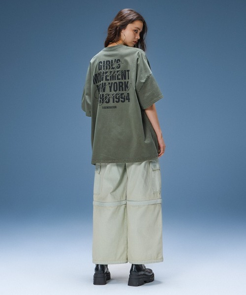 X-girl(エックスガール)の「FADED MIX FONT LOGO S/S BIG TEE DRESS(ワンピース・レディース・ブラック/オリーブ/バーガンディー・S/M)」の5枚目の写真