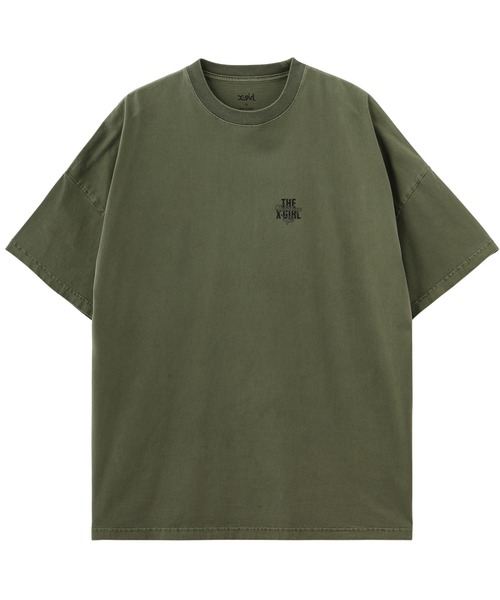 X-girl(エックスガール)の「FADED MIX FONT LOGO S/S BIG TEE DRESS(ワンピース・レディース・ブラック/オリーブ/バーガンディー・S/M)」の8枚目の写真