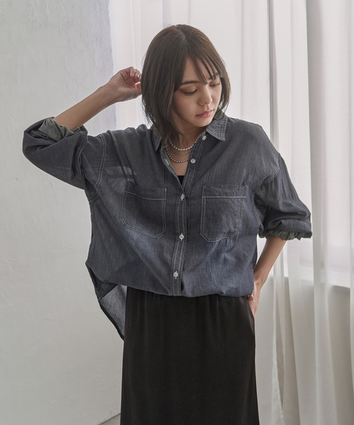 notch.(ノッチ)の「シアーデニムシャツ(シャツ/ブラウス・レディース・ネイビー/ブルー/ライトブルー・M)」の20枚目の写真