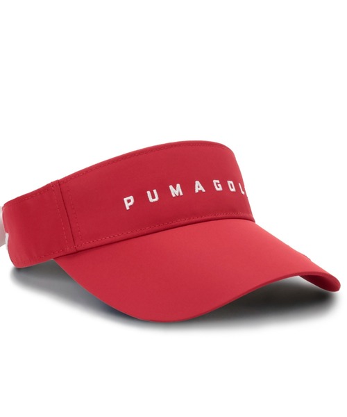 PUMA(プーマ)の「PUMA プーマ ウィメンズ ゴルフ スピードキャット リボン バイザー(サンバイザー・レディース・ブラック/レッド・フリー)」の1枚目の写真