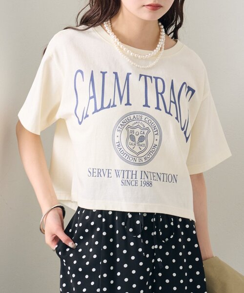 mystic（ミスティック）の「ショートロゴTシャツ（Tシャツ/カットソー・レディース・イエロー/オフホワイト・FREE）」の2枚目の写真