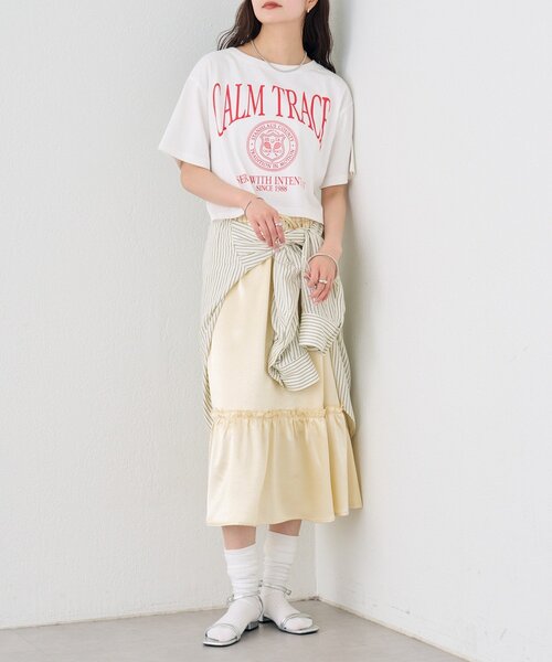 mystic（ミスティック）の「ショートロゴTシャツ（Tシャツ/カットソー・レディース・イエロー/オフホワイト・FREE）」の10枚目の写真