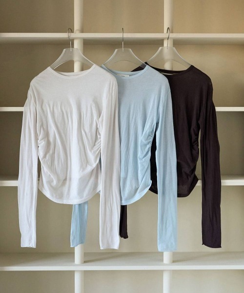 anuke(アンヌーク)の「anuke Gather Compact Tops ギャザーコンパクトトップス/62620608(Tシャツ/カットソー・レディース・ブラウン/アイボリー・ONE SIZE)」の8枚目の写真