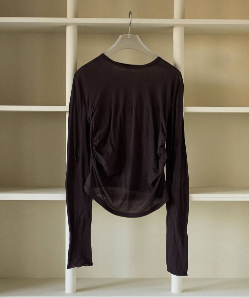 anuke(アンヌーク)の「anuke Gather Compact Tops ギャザーコンパクトトップス/62620608(Tシャツ/カットソー・レディース・ブラウン/アイボリー・ONE SIZE)」の9枚目の写真