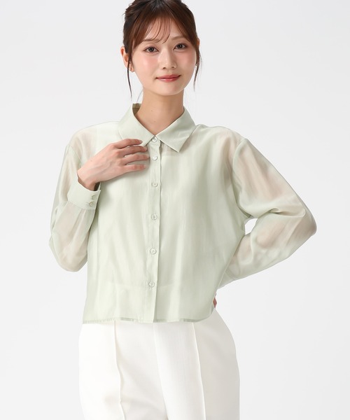 MISCH MASCH（ミッシュマッシュ）の「2026春夏新作 バックレースアップシアーシャツ（シャツ/ブラウス・レディース・イエロー/グリーン/ピンク/ホワイト・ﾌﾘ-）」の18枚目の写真