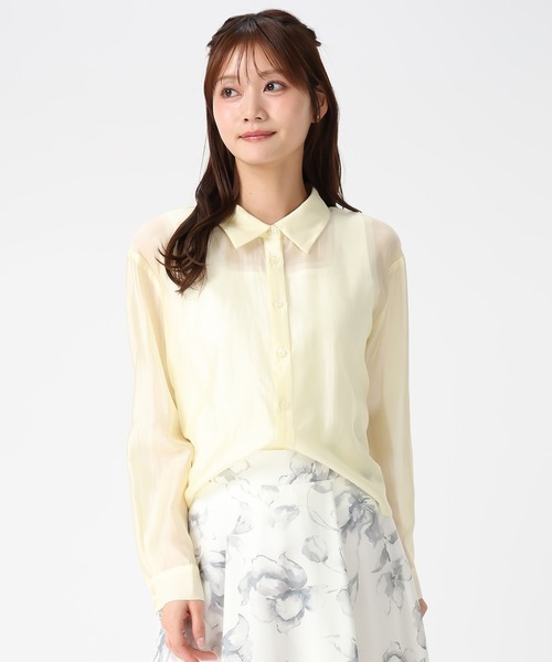 MISCH MASCH（ミッシュマッシュ）の「2026春夏新作 バックレースアップシアーシャツ（シャツ/ブラウス・レディース・イエロー/グリーン/ピンク/ホワイト・ﾌﾘ-）」の15枚目の写真