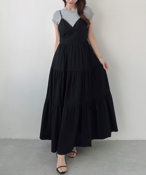 Meiru(メイル)の「綿混ビスチェデザインキャミワンピース(ワンピース・レディース・チャコール/ホワイト/ブラック・SMALL/LARGE/MEDIUM)」の6枚目の写真