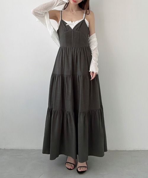 Meiru(メイル)の「綿混ビスチェデザインキャミワンピース(ワンピース・レディース・チャコール/ホワイト/ブラック・SMALL/LARGE/MEDIUM)」の11枚目の写真