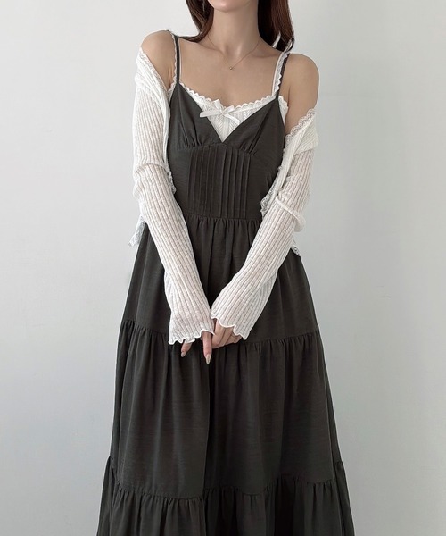 Meiru(メイル)の「綿混ビスチェデザインキャミワンピース(ワンピース・レディース・チャコール/ホワイト/ブラック・SMALL/LARGE/MEDIUM)」の12枚目の写真