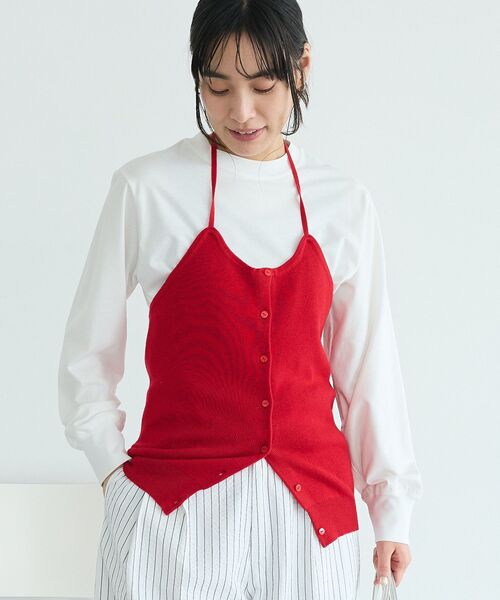 CRAFT STANDARD BOUTIQUE(クラフトスタンダードブティック)の「ホルターネックニットベスト(ベスト・レディース・杢グレー/レッド・FREE)」の16枚目の写真