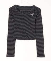 【MUCENT】ブランド直輸入正規品/MUCENT/EMMA V-NECK STRIPE LONG SLEEVE T