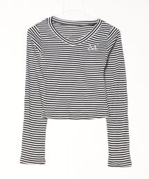 【MUCENT】ブランド直輸入正規品/MUCENT/EMMA V-NECK STRIPE LONG SLEEVE T