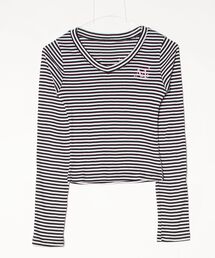 【MUCENT】ブランド直輸入正規品/MUCENT/EMMA V-NECK STRIPE LONG SLEEVE T