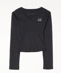 【MUCENT】ブランド直輸入正規品/MUCENT/EMMA V-NECK STRIPE LONG SLEEVE T