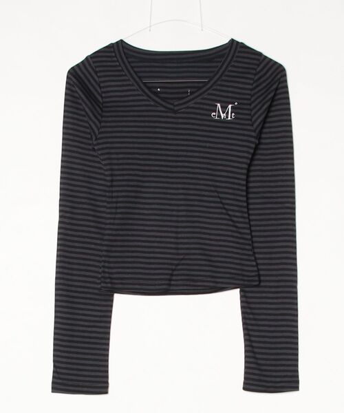 SALTMINT(ソルトミント)の「【MUCENT】ブランド直輸入正規品/MUCENT/EMMA V-NECK STRIPE LONG SLEEVE T(Tシャツ/カットソー・レディース・ブラック系その他/ホワイト系その他/ブラック/ホワイト・FREE)」の3枚目の写真