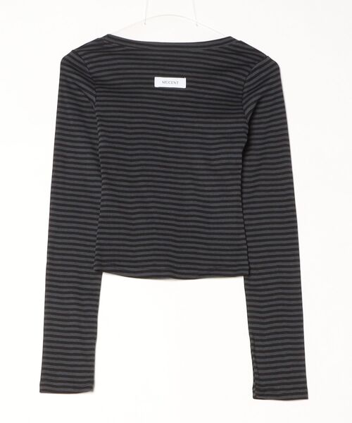 SALTMINT(ソルトミント)の「【MUCENT】ブランド直輸入正規品/MUCENT/EMMA V-NECK STRIPE LONG SLEEVE T(Tシャツ/カットソー・レディース・ブラック系その他/ホワイト系その他/ブラック/ホワイト・FREE)」の5枚目の写真