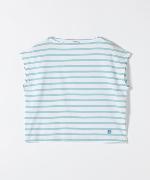 ORCIVAL(オーシバル)の「ORCIVAL: 〈手洗い可能〉ボートネック ボーダー フレンチスリーブ プルオーバー(Tシャツ/カットソー・レディース・ライトグレー/レッド/ブルー・ONE SIZE)」の3枚目の写真