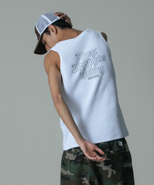 XLARGE（エクストララージ）の「OLD ENGLISH WAFFLE TANK TOP（タンクトップ・メンズ・ブラック/ホワイト/ネイビー/カモフラージュ・XL/L/M/S）」の15枚目の写真