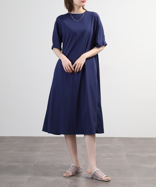EGLANTINE(エグランティーヌ)の「EGLANTINE 素材切り替えカットソーワンピース 半袖(ワンピース・レディース・キャメル/テラコッタ/ブルー/ブラック・40)」の15枚目の写真