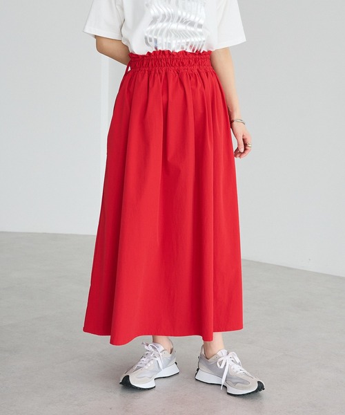 CRAFT STANDARD BOUTIQUE(クラフトスタンダードブティック)の「撥水 ドロストギャザースカート(スカート・レディース・ブラック/レッド/ライトブラウン・FREE)」の3枚目の写真