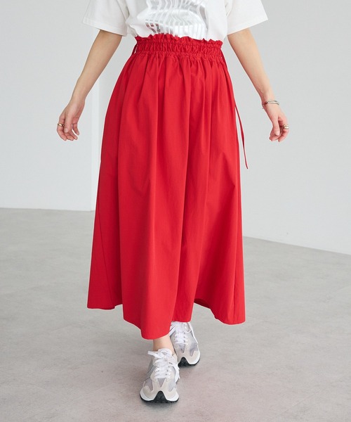 CRAFT STANDARD BOUTIQUE(クラフトスタンダードブティック)の「撥水 ドロストギャザースカート(スカート・レディース・ブラック/レッド/ライトブラウン・FREE)」の5枚目の写真