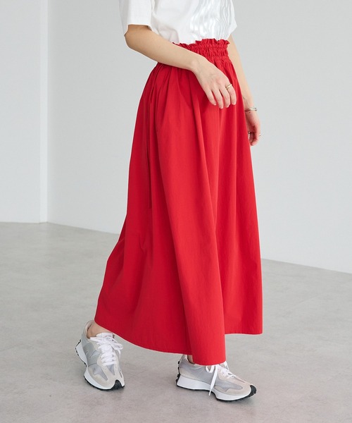 CRAFT STANDARD BOUTIQUE(クラフトスタンダードブティック)の「撥水 ドロストギャザースカート(スカート・レディース・ブラック/レッド/ライトブラウン・FREE)」の6枚目の写真