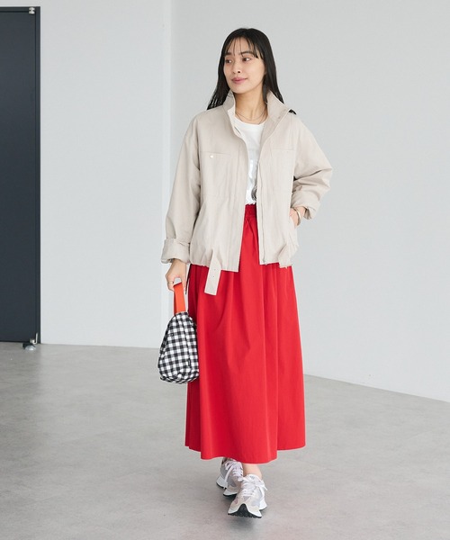 CRAFT STANDARD BOUTIQUE(クラフトスタンダードブティック)の「撥水 ドロストギャザースカート(スカート・レディース・ブラック/レッド/ライトブラウン・FREE)」の9枚目の写真