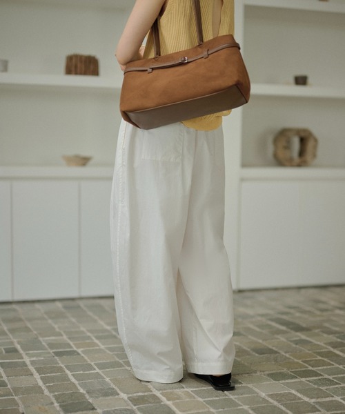 LAULEN(ローレン)の「cotton double tuck wide pants /コットンダブルタックワイドパンツ(その他パンツ・レディース・ホワイト/ブラック・FREE)」の5枚目の写真