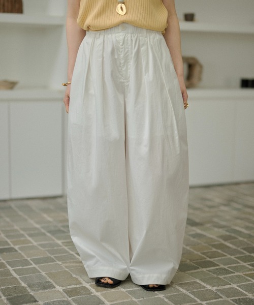LAULEN(ローレン)の「cotton double tuck wide pants /コットンダブルタックワイドパンツ(その他パンツ・レディース・ホワイト/ブラック・FREE)」の7枚目の写真