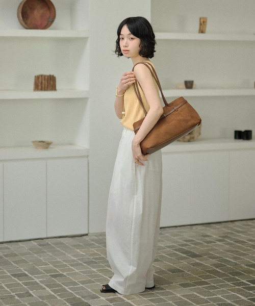 LAULEN(ローレン)の「cotton double tuck wide pants /コットンダブルタックワイドパンツ(その他パンツ・レディース・ホワイト/ブラック・FREE)」の12枚目の写真