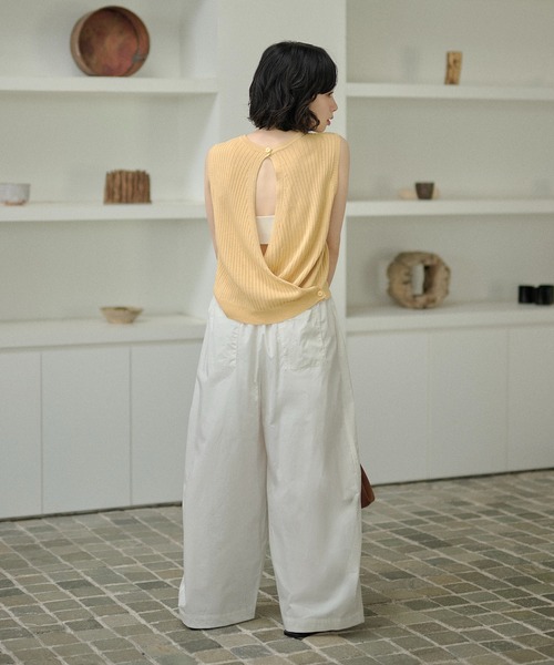 LAULEN(ローレン)の「cotton double tuck wide pants /コットンダブルタックワイドパンツ(その他パンツ・レディース・ホワイト/ブラック・FREE)」の14枚目の写真
